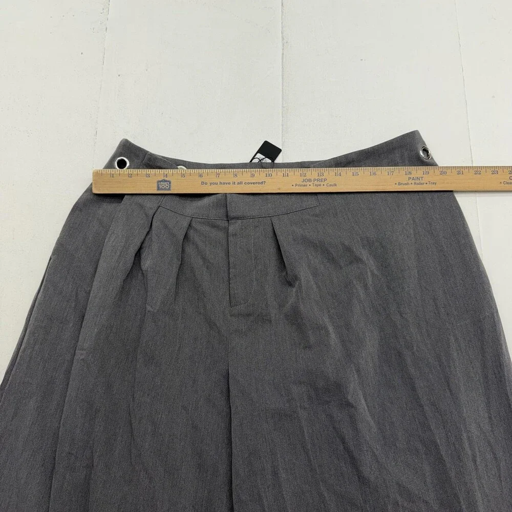 Fashion Nova Dress Pants Womens L Gray Magnolia Wide Leg Hardware Trouser